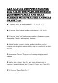 AQA A LEVEL COMPUTER SCIENCE 2024 ALL IN ONE PACKAGE MERGED QUESTION PAPERS AND MARK SCHEMES WITH VERIFIED ANSWERS GRADED A&plus; 