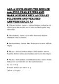AQA A LEVEL COMPUTER SCIENCE 2024 FULL EXAM PAPERS AND MARK SCHEMES WITH ACCURATE SOLUTIONS AND VERIFIED ANSWERS GRADE A&plus;