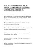 AQA A-LEVEL COMPUTER SCIENCE ACTUAL EXAM PAPER 2026 QUESTIONS WITH SOLUTIONS GRADED A&plus;