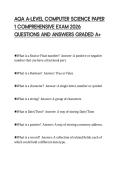 AQA A-LEVEL COMPUTER SCIENCE PAPER 1 COMPREHENSIVE EXAM 2026 QUESTIONS AND ANSWERS GRADED A&plus;