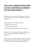 AQA A-LEVEL COMPUTER SCIENCE PAPER 2 ACTUAL EXAM PAPER 2026 QUESTIONS WITH SOLUTIONS GRADED A&plus;