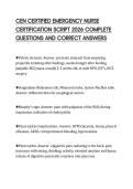 CEN CERTIFIED EMERGENCY NURSE CERTIFICATION SCRIPT 2026 COMPLETE QUESTIONS AND CORRECT ANSWERS