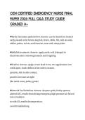 CEN CERTIFIED EMERGENCY NURSE FINAL PAPER 2026 FULL Q&A STUDY GUIDE GRADED A&plus;
