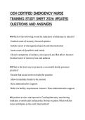 CEN CERTIFIED EMERGENCY NURSE TRAINING STUDY SHEET 2026 UPDATED QUESTIONS AND ANSWERS