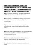 CERTIFIED PARAOPTOMETRIC ASSISTANT CPO FINAL PAPER 2026 COMPREHENSIVE QUESTIONS AND CORRECT ANSWERS GRADED A&plus;