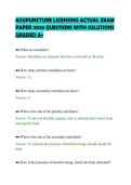 ACUPUNCTURE LICENSING ACTUAL EXAM PAPER 2026 QUESTIONS WITH SOLUTIONS GRADED A&plus;