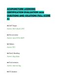 ACUPUNCTURE LICENSING  CERTIFICATION EVALUATION 2026  QUESTIONS AND SOLUTIONS FULL SCORE  A&plus; 