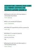 ACUPUNCTURE LICENSING EXAM SCRIPT  2026 VERIFIED QUESTIONS AND  ACCURATE ANSWERS GRADED A&plus;