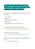 ACUPUNCTURE LICENSING FINAL TEST PAPER 2026 COMPLETE QUESTIONS AND CORRECT ANSWERS GRADED A&plus;