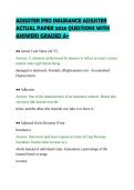 ADJUSTER PRO INSURANCE ADJUSTER ACTUAL PAPER 2026 QUESTIONS WITH ANSWERS GRADED A&plus;