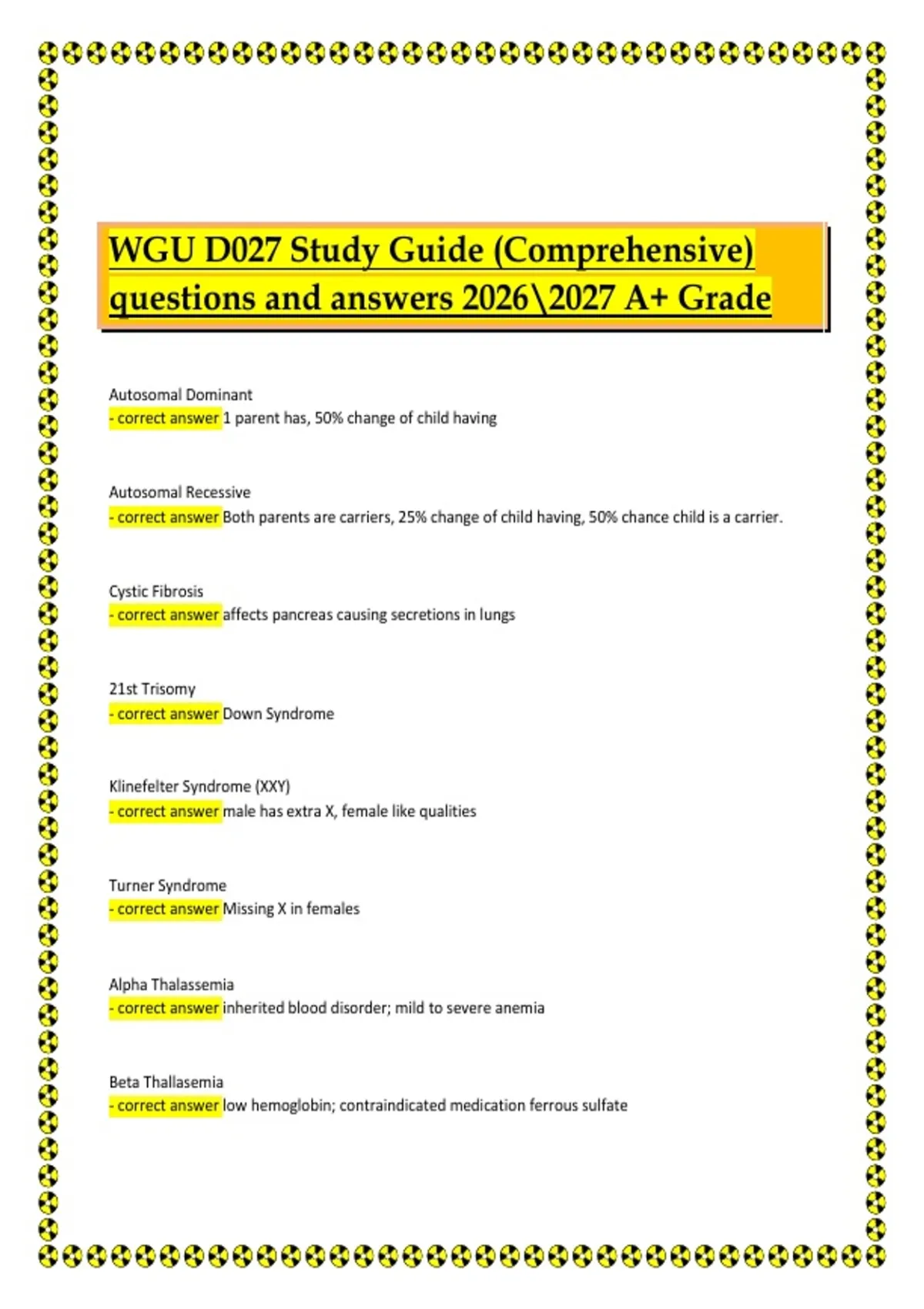 WGU D027 Study Guide (Comprehensive) Questions and Answers 2026/2027 A+ ...