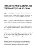 CHEM 162 COMPREHENSIVE REVIEW 2026 VERIFIED QUESTIONS AND SOLUTIONS