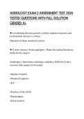 AUDIOLOGY EXAM 2 ASSESSMENT TEST 2026 TESTED QUESTIONS WITH FULL SOLUTION GRADED A&plus;
