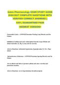 Galen Pharmacology EXAM STUDY GUIDE  2026&sol;2027 COMPLETE QUESTIONS WITH  VERIFIED CORRECT ANSWERS &vert;&vert;  100&percnt; GUARANTEED PASS  <NEWEST VERSION>