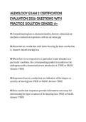 AUDIOLOGY EXAM 2 CERTIFICATION EVALUATION 2026 QUESTIONS WITH PRACTICE SOLUTION GRADED A&plus;AUDIOLOGY EXAM 2 CERTIFICATION EVALUATION 2026 QUESTIONS WITH PRACTICE SOLUTION GRADED A&plus;
