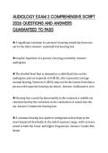AUDIOLOGY EXAM 2 COMPREHENSIVE SCRIPT 2026 QUESTIONS AND ANSWERS GUARANTEED TO PASS