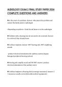 AUDIOLOGY EXAM 2 FINAL STUDY PAPER 2026 COMPLETE QUESTIONS AND ANSWERS