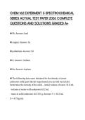 CHEM 162 EXPERIMENT 5 SPECTROCHEMICAL SERIES ACTUAL TEST PAPER 2026 COMPLETE QUESTIONS AND SOLUTIONS GRADED A&plus;