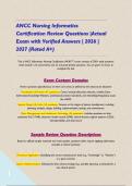 ANCC Nursing Informatics Certification Review Questions &vert;Actual Exam with Verified Answers &vert; 2026 &vert; 2027 &lpar;Rated A&plus;&rpar; 