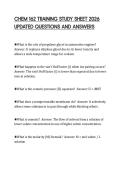 CHEM 162 TRAINING STUDY SHEET 2026 UPDATED QUESTIONS AND ANSWERS