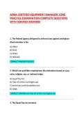 AEMA CERTIFIED EQUIPMENT MANAGER &lpar;CEM&rpar; PRACTICE EXAMINATION COMPLETE QUESTIONS WITH VERIFIED ANSWERS