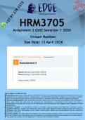 HRM3705 Assignment 2 &lpar;ANSWERS&rpar; Semester 1 2026 - DISTINCTION GUARANTEED