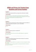HIPAA and Privacy Act Training Exam Questions and Correct Answers