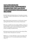 ELEVATOR MECHANIC CERTIFICATION COMPREHENSIVE EXAMINATION TEST 2026 STUDY GUIDE QUESTIONS WITH DETAILED SOLUTIONS