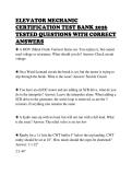 ELEVATOR MECHANIC CERTIFICATION TEST BANK 2026 TESTED QUESTIONS WITH CORRECT ANSWERS