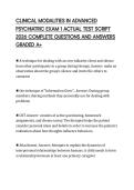 CLINICAL MODALITIES IN ADVANCED PSYCHIATRIC EXAM 1 ACTUAL TEST SCRIPT 2026 COMPLETE QUESTIONS AND ANSWERS GRADED A&plus;