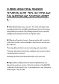 CLINICAL MODALITIES IN ADVANCED PSYCHIATRIC EXAM 1 FINAL TEST PAPER 2026 FULL QUESTIONS AND SOLUTIONS VERIFIED A&plus;