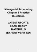 Managerial Accounting Chapter 1 Practice Questions &vert; Test Bank &plus; Verified Answers &plus; Exam Prep 2026