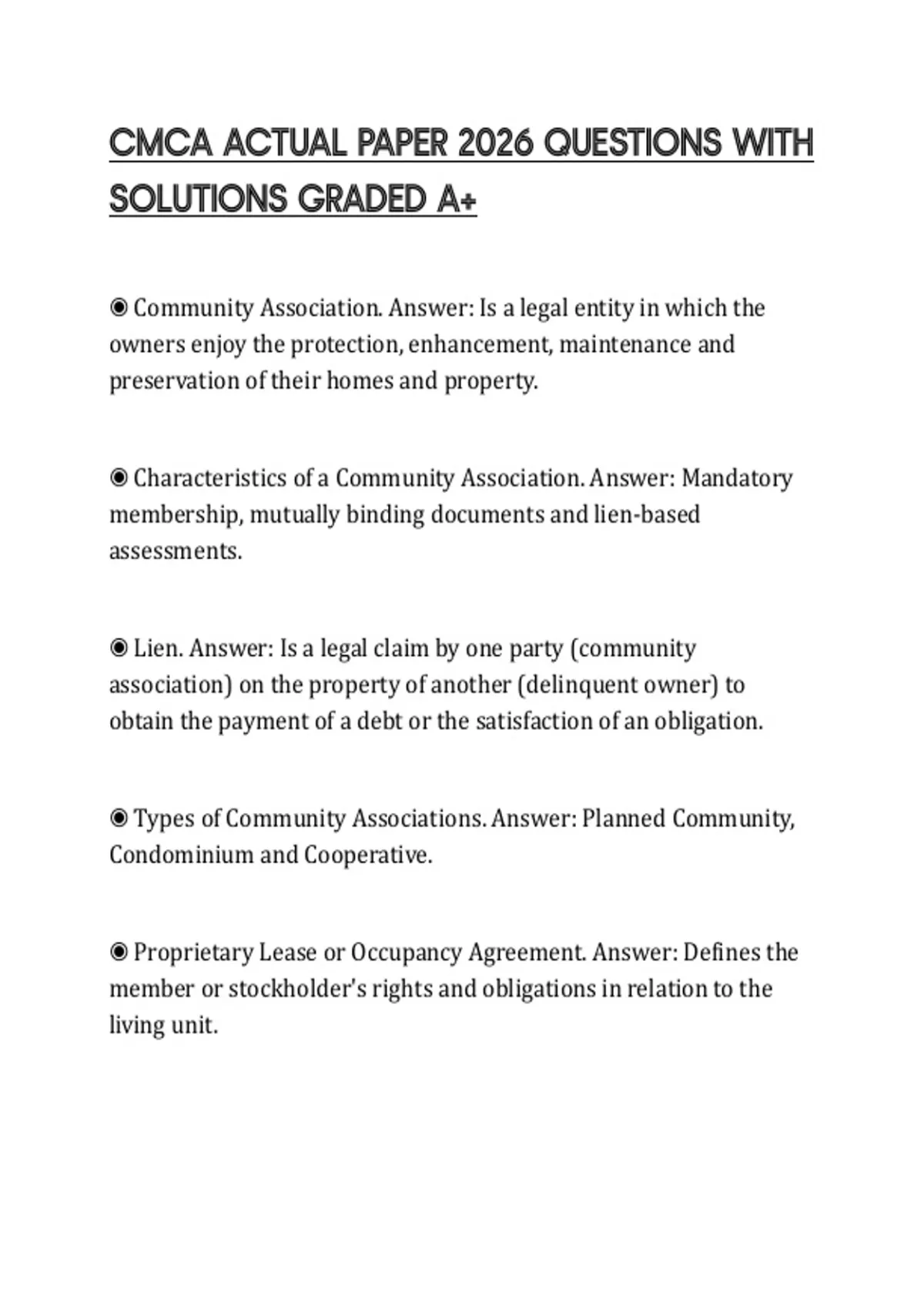 CMCA ACTUAL PAPER 2026 QUESTIONS WITH SOLUTIONS GRADED A+ - CMCA ...