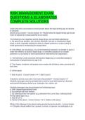 RISK MANAGEMENT EXAM QUESTIONS & ELABORATED COMPLETE SOLUTIONS