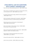 4Y052 DENTAL LAB CDC QUESTIONS WITH CORRECT ANSWERS 2026