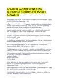 APA RISK MANAGEMENT EXAM QUESTIONS & COMPLETE PASSED ANSWERS