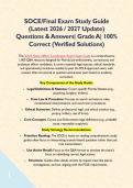 SOCE&sol;Final Exam Study Guide &lpar;Latest 2026 &sol; 2027 Update&rpar; Questions & Answers&vert; Grade A&vert; 100&percnt; Correct &lpar;Verified Solutions&rpar;