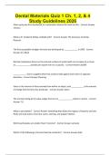 Dental Materials Quiz 1 Ch&period; 1&comma; 2&comma; & 4 Study Guidelines 2026