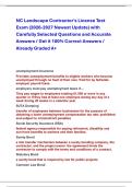 NC Landscape Contractor's License Test  Exam &lpar;2026-2027 Newest Update&rpar; with  Carefully Selected Questions and Accurate  Answers &sol; Get it 100&percnt; Correct Answers &sol;  Already Graded A&plus;