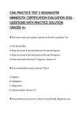 CNA PRACTICE TEST 2 HEADMASTER MINNESOTA CERTIFICATION EVALUATION 2026 QUESTIONS WITH PRACTICE SOLUTION GRADED A&plus;