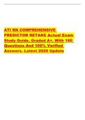 ATI RN COMPREHENSIVE  PREDICTOR RETAKE Actual Exam  Study Guide&period; Graded A&plus;&period; With 180  Questions And 100&percnt; Verified  Answers&period; Latest 2026 Update 