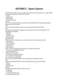 ARTHREX - Sports Quizzes answers