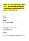 NC Life Insurance Exam &lpar;LATEST UPDATE  2026&rpar; &ndash; Comprehensive Questions with  Verified Correct Answers and Complete  Solutions &lpar;100&percnt; Accurate&rpar;