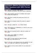 Ophthalmic Medical Assisting Exam &lpar;OMA&rpar; Questions with 100&percnt; Correct Answers