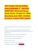 TEST BANK FOR MATERNAL  CHILD NURSING 6th  EDITION  CHAPTER 1-55 Actual Exam  Study Guide&period; Graded A&plus;&period; With  Questions And 100&percnt; Verified  Answers&period; Latest 2026 Update 