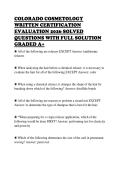 COLORADO COSMETOLOGY WRITTEN CERTIFICATION EVALUATION 2026 SOLVED QUESTIONS WITH FULL SOLUTION GRADED A&plus;