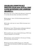 COLORADO COSMETOLOGY WRITTEN EXAM 2026 ACTUAL TEST PAPER QUESTIONS AND ANSWERS GRADED A&plus;
