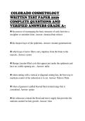 COLORADO COSMETOLOGY WRITTEN TEST PAPER 2026 COMPLETE QUESTIONS AND VERIFIED ANSWERS GRADE A&plus;