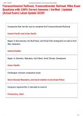 Transcontinental Railroad&comma; Transcontinental Railroad Miles Exam  Questions with 100&percnt; Correct Answers &vert; Verified &vert; Updated  &lpar;Actual Exam&rpar; Latest Update 2026&excl;&excl;   
