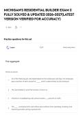 Michigan Residential Builder Exam 2026 &vert;&vert; Fully Solved & Updated 2026-2027 &vert; Complete Questions and Answers &vert; Latest Verified Version